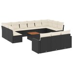 vidaXL Salon de jardin avec coussins 14 Pièces noir résine tressée