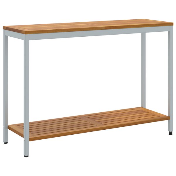 vidaXL Table d'extérieur Naturelle et Grise 35x110x75 cm en Bois Massif et Acier