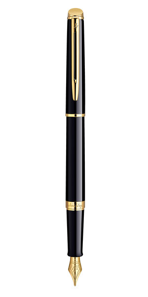 Waterman hemisphere stylo plume noir brillant plume moyenne encre bleue coffret cadeau