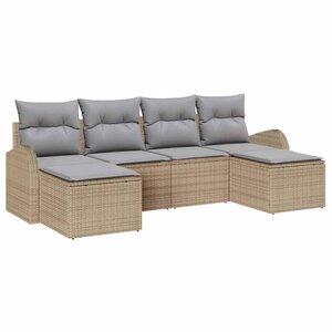 vidaXL Ensemble de Canapés 6 Pièces Beige et gris clair polyrotin