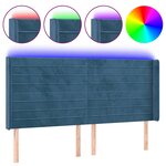 vidaXL Tête de lit à LED Bleu foncé 203x16x118/128 cm Velours