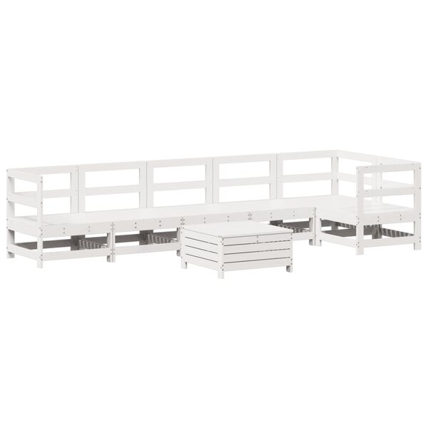 vidaXL Salon de jardin 7 Pièces blanc bois de pin massif