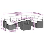 vidaXL Salon de jardin 9 Pièces avec coussins gris clair résine tressée