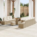 vidaXL Ensemble de canapé de jardin 10 pièces avec coussins beige poly rotin
