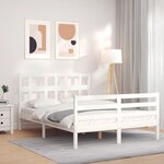 vidaXL Cadre de lit avec tête de lit blanc 140x190 cm bois massif