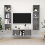vidaXL Ensemble de meuble TV 3 Pièces Gris béton Aggloméré