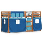 vidaXL Lit superposé avec rideaux bleu 90x200 cm bois pin massif