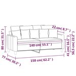 vidaXL Canapé à 2 places Gris clair 140 cm Velours