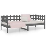 vidaXL Lit de jour Gris 90x200 cm Bois de pin massif