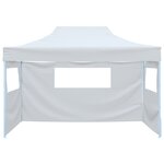 vidaXL Tente pliable de réception avec 3 parois 3 x 4 5 m Blanc