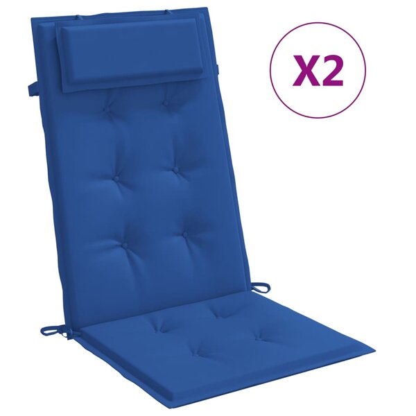 vidaXL Coussins de chaise à dossier haut lot de 2 bleu royal