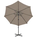 vidaXL Parasol déporté avec mât et lumières LED Taupe 300 cm