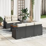 vidaXL Ensemble Canapés Jardin 6 Pièces avec Coussins Noir Rotin Poly Acacia