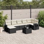 vidaXL Salon de jardin 8 Pièces avec coussins noir résine tressée