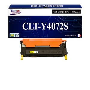T3AZUR - Toner compatible avec Samsung CLT-Y4072S pour Samsung CLP320 CLP320N CLP321 CLP325 CLP325W CLP326 CLX3180 CLX3185 CLX3185FN CLX3185FW CLX3185W CLX3186 CLX3186FN CLX3186N - Jaune