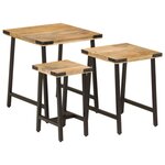 vidaXL Tables basses gigognes 3 Pièces bois massif de manguier et fer