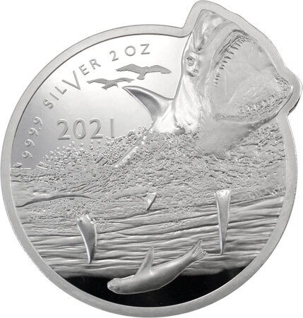 Pièce de monnaie en Argent 5 Dollars g 62.2 (2 oz) Millésime 2021 Ocean Predators 2 Oz GREAT WHITE SHARK