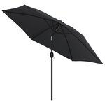 vidaXL Parasol d'extérieur avec LED et mât en acier 300 cm Noir