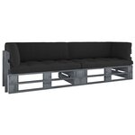 vidaXL Canapé palette 2 places avec coussins Pin imprégné de gris