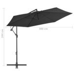 vidaXL Parasol déporté avec mât en aluminium 300 cm Noir