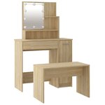 vidaXL Ensemble de coiffeuse avec LED Chêne sonoma Bois d'ingénierie