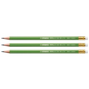 Lot de 3 Crayons Graphite 100 FSC bout gomme HB STABILO