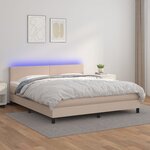 vidaXL Sommier à lattes de lit avec matelas LED Cappuccino 180x200 cm