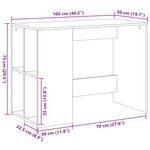 vidaXL Bureau chêne fumé 102x50x75 cm bois d'ingénierie