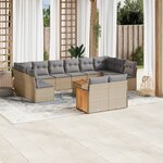 vidaXL Salon de jardin avec coussins 13 Pièces beige résine tressée