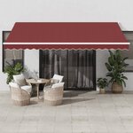 vidaXL Auvent manuel rétractable bordeaux 450x300 cm
