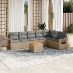 vidaXL Salon de jardin avec coussins 8Pièces mélange beige résine tressée