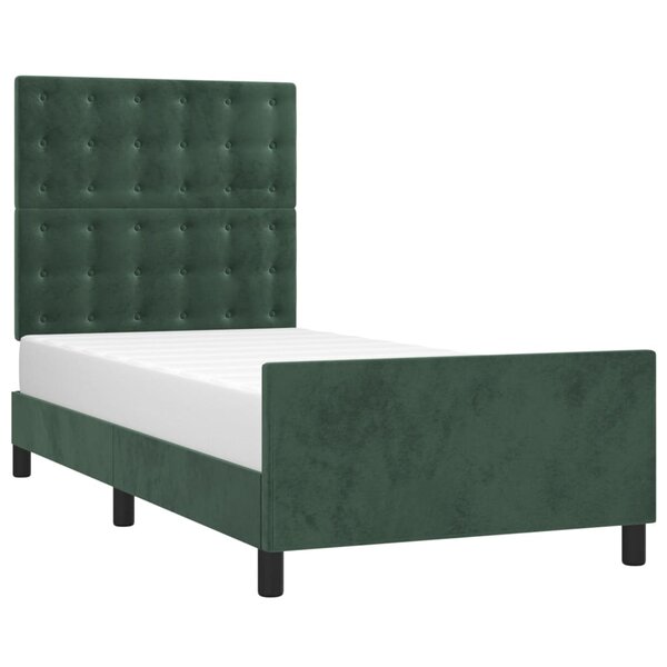 vidaXL Cadre de lit avec tête de lit Vert foncé 100x200 cm Velours