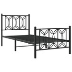 vidaXL Cadre de lit métal avec tête de lit/pied de lit noir 75x190 cm