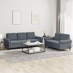 vidaXL Ensemble de canapés 2 Pièces avec coussins Gris foncé Velours