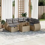 vidaXL Salon de jardin avec coussins 8 Pièces beige résine tressée