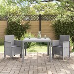 vidaXL Ensemble repas jardin 3 pièces avec coussins en poly rattan gris clair