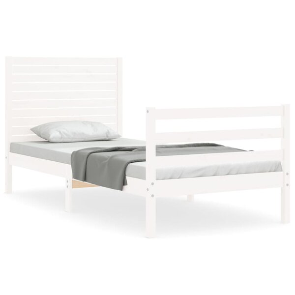 vidaXL Cadre de lit avec tête de lit blanc petit simple bois massif