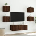vidaXL Meuble TV muraux 5 Pièces avec lumières LED chêne marron