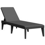 vidaXL Chaise longue anthracite 186x60x29 cm PP