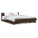 vidaXL Cadre de lit et tiroirs chêne marron 150x200 cm bois ingénierie