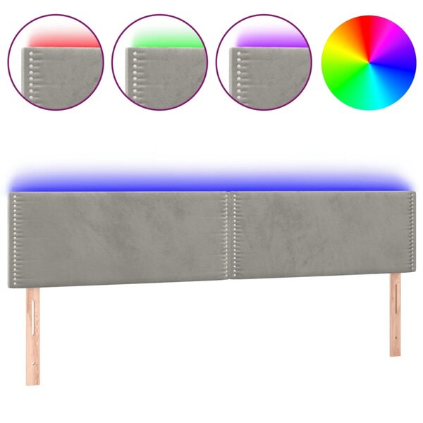 vidaXL Tête de lit à LED Gris clair 160x5x78/88 cm Velours