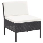vidaXL Salon de jardin 3 Pièces avec coussins Résine tressée Noir
