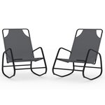 vidaXL Chaises longues à bascule lot de 2 Gris Acier et textilène