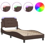 vidaXL Cadre de lit avec lumières LED marron 80x200 cm similicuir