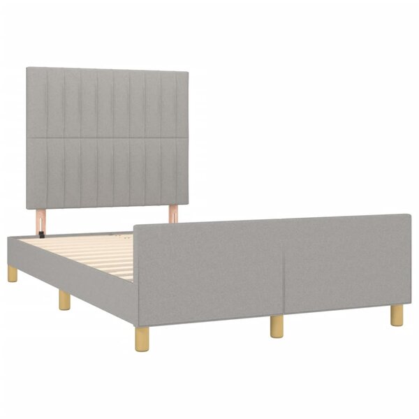 vidaXL Cadre de lit avec tête de lit gris clair 120x190 cm tissu