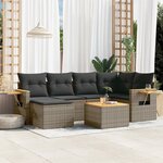 vidaXL Salon de jardin avec coussins 7 Pièces gris résine tressée