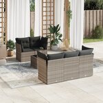 vidaXL Salon de jardin 6 Pièces avec coussins gris clair résine tressée