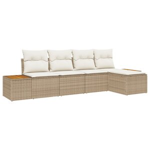 vidaXL Ensemble de canapé de jardin 5 pièces avec coussins beige en poly rotin