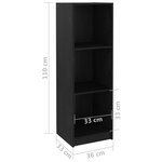 vidaXL Bibliothèque/Séparateur de pièce Noir 36x33x110 cm Pin massif