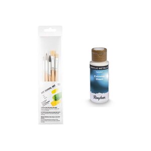 Peinture acrylique métal bleu saphir 59 ml + 3 pinceaux